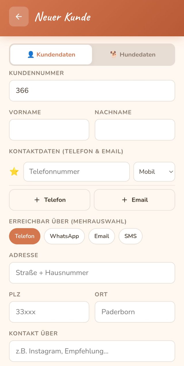 Neuer Kunde anlegen – Kundendaten