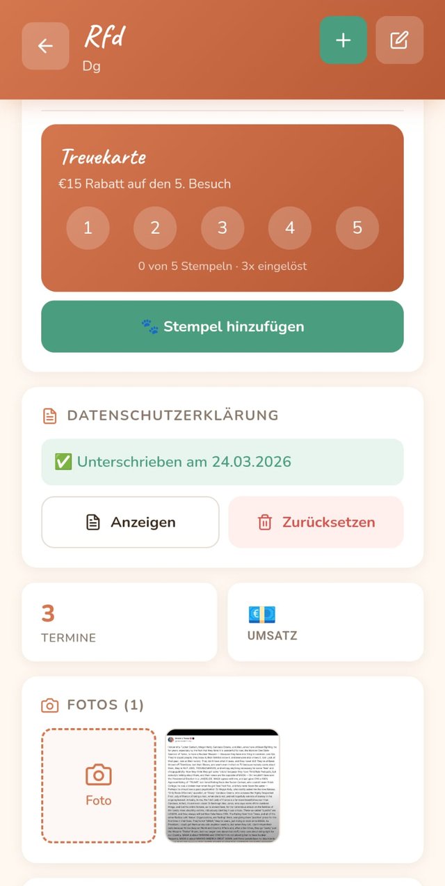 Treuekarte und Datenschutz mit digitaler Unterschrift