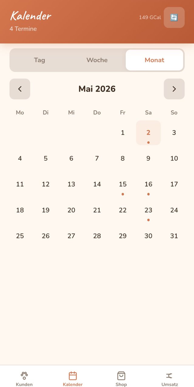 Kalenderansicht mit Google Calendar Sync